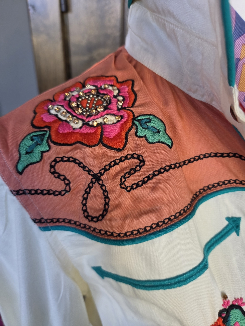 Double D Ranch String Pals of the Pioneer Shirt NWT XS Snap Beaded Embroidered - Picture 6 of 9